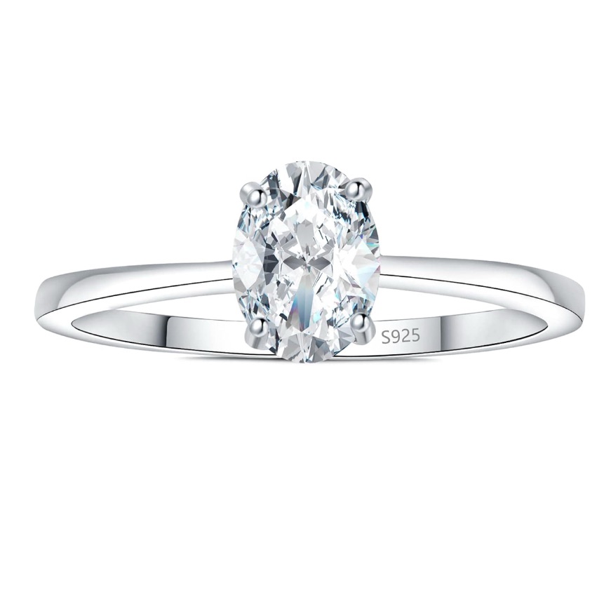 Certified 18k Gold 1 Carat Oval Diamond Engagement Ring ~ 925 Bridal Wedding